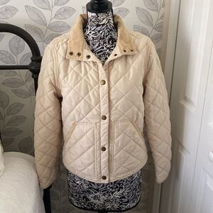 Women’s Lauren Ralph Lauren quilted coat with corduroy collar and trim detail